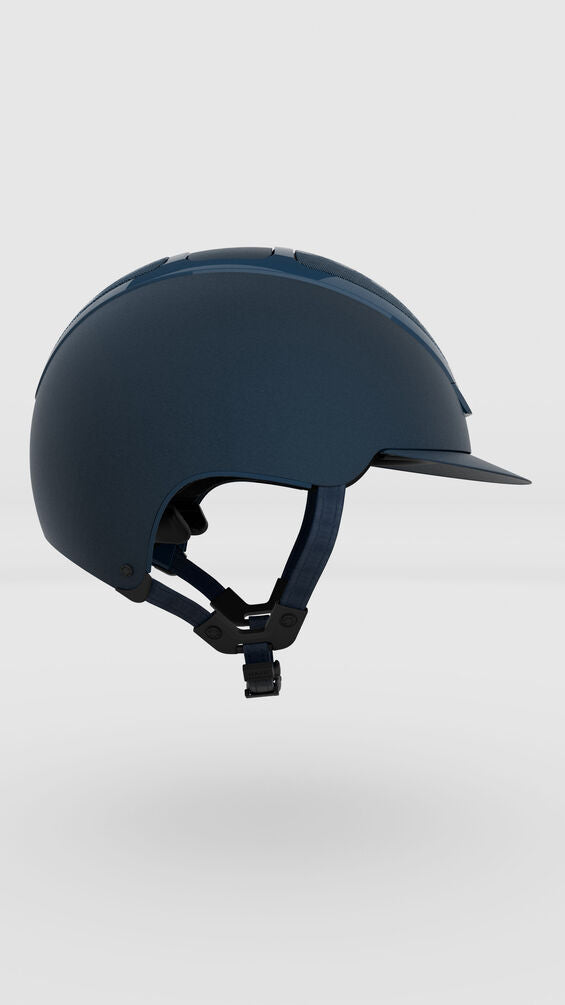 Dark blue helmet on a light gray background