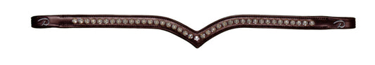 Brown leather bridle with decorative elements on a white background