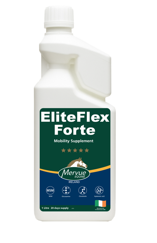 EliteFlex Forte mobility supplement bottle for horses on a white background