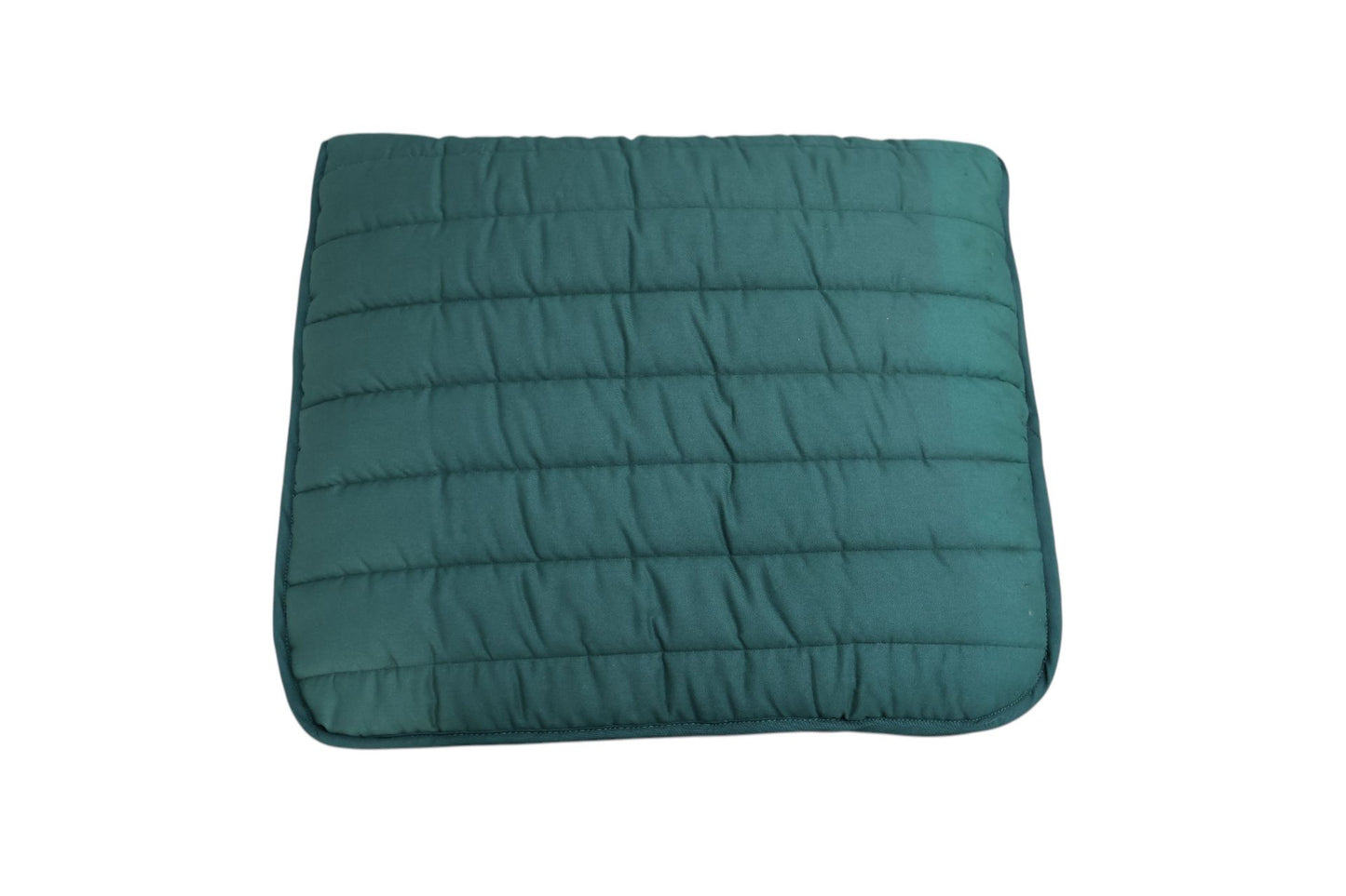 Green quilted saddle pad on a white background