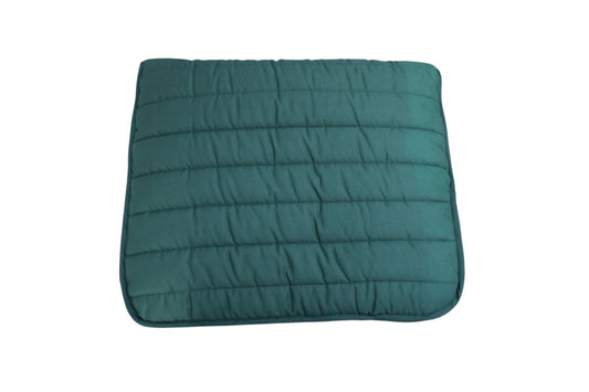 Green quilted saddle pad on a white background