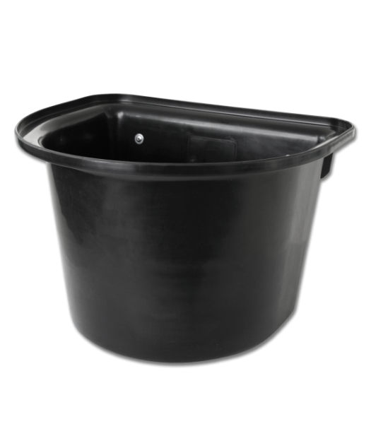 Black bucket on a white background