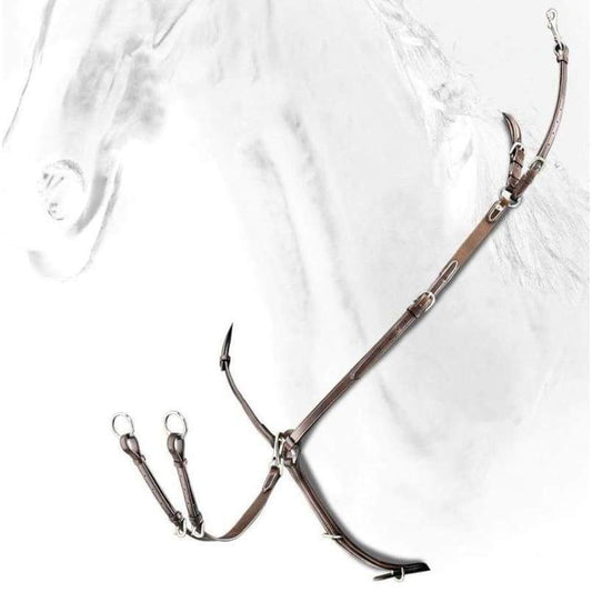 Boomerang Equestrian - Equiline Five Point Leather Breast Plate With Elastic Black - BJ101