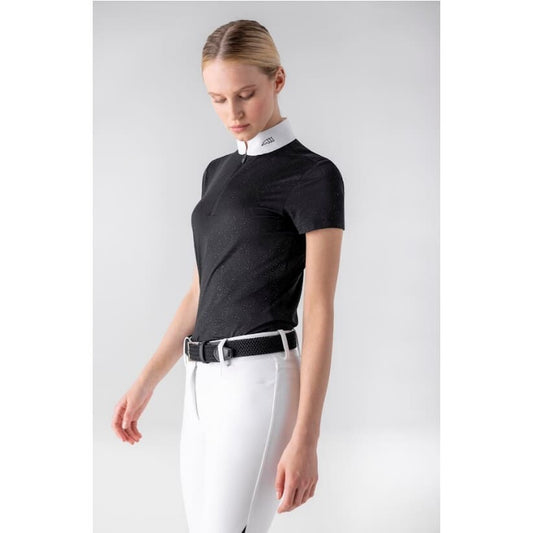 Equiline Ladies Competition Polo Shirt Gliteg Black - Competition Shirt