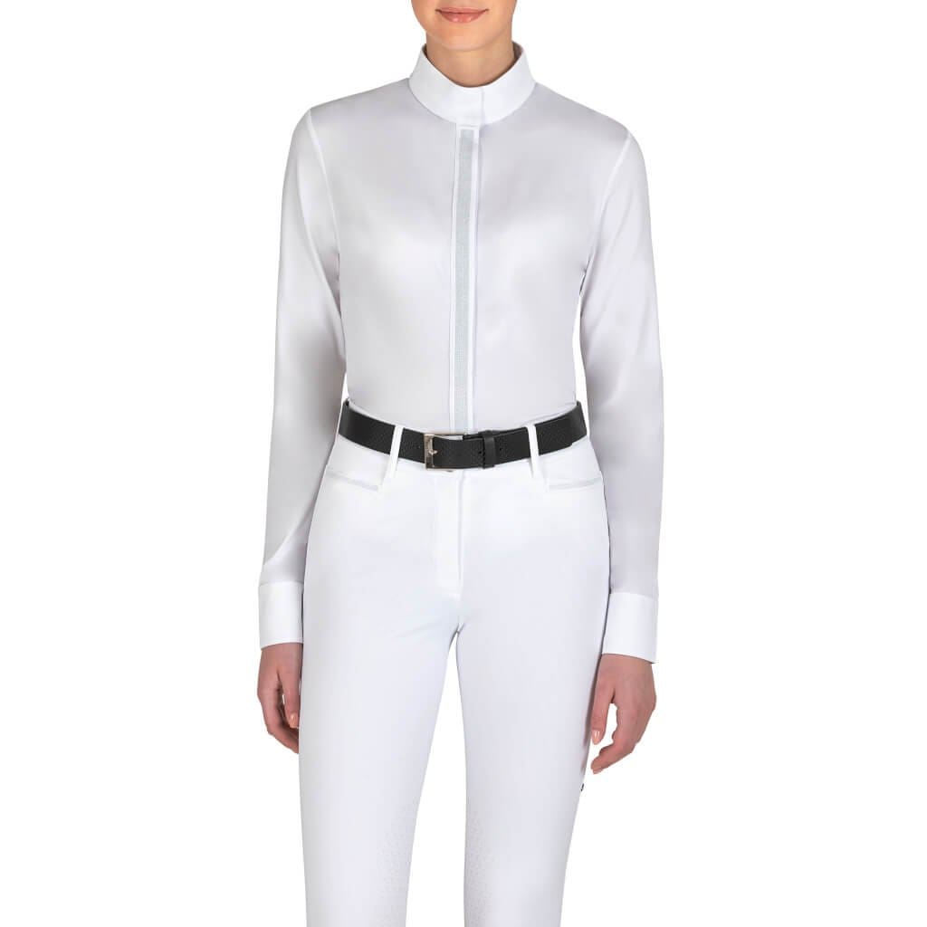 Equiline Ladies Long Sleeved Competition Shirt Esade White - ladies competition shirt