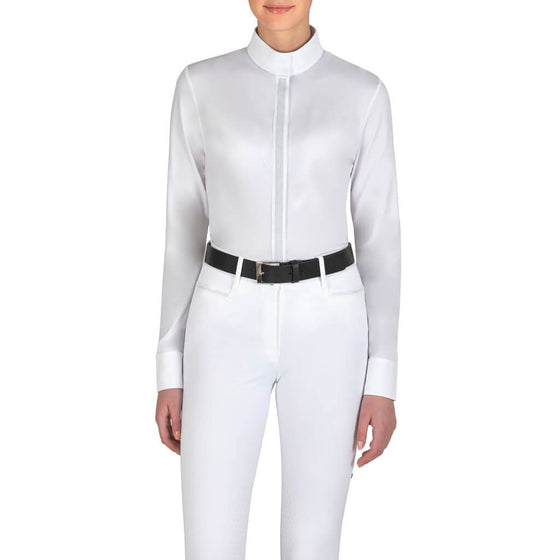 Equiline Ladies Long Sleeved Competition Shirt Esade White - ladies competition shirt