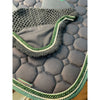 Equiline Octagon Saddle Pad & Soundless Ears Set Navy - Green Cords Green Trim & Clear Diamonds - PONY - Saddle Pad & Ears Set