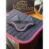 Equiline Octagon Saddle Pad & Soundless Ears Set Navy - Pink Cords Pink Trim & Clear Diamonds - PONY - Saddle Pad & Ears Set