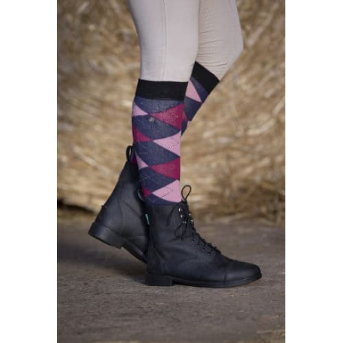 Boomerang Equestrian - Equitheme Girly Socks Navy/Burgundy