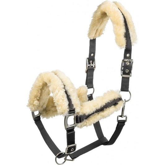 Boomerang Equestrian - Equitheme Synthetic Sheepskin Headcollar Black