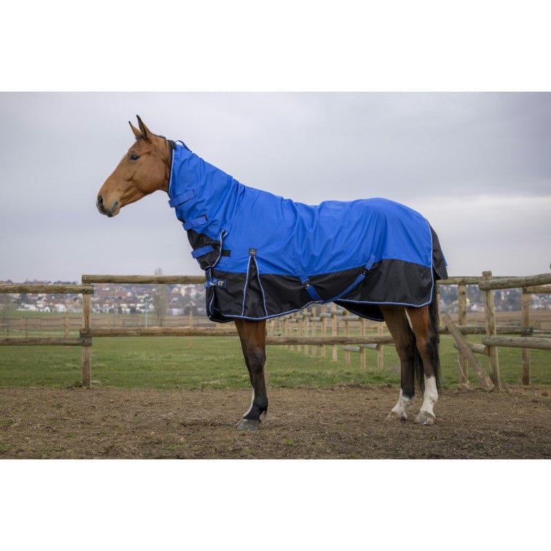 Boomerang Equestrian - Equitheme Tyrex 100g Outdoor Rug With Full Neck Blue/Black