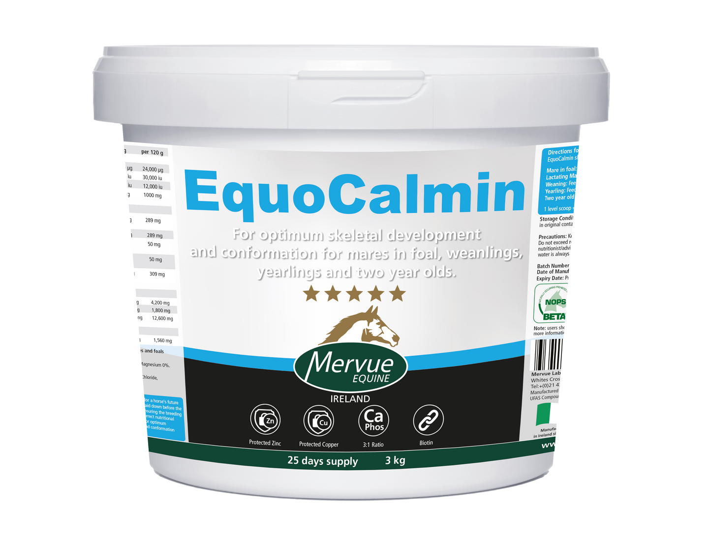 Bucket of EquoCalmin on a white background