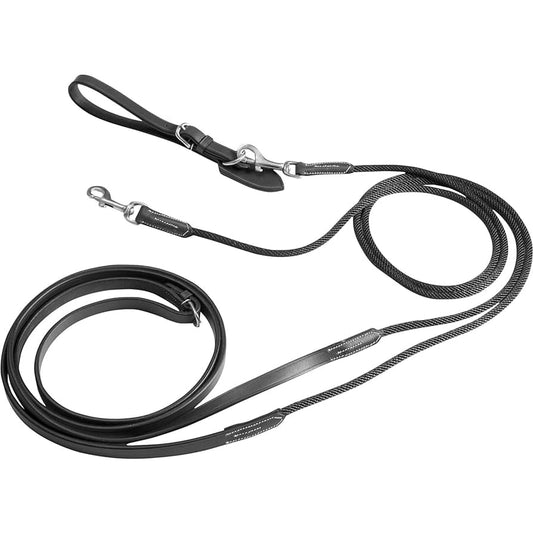 Boomerang Equestrian - Eric Thomas Leather/Cord Draw Reins Black