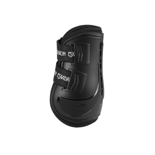 A black equestrian leg boot with white 'Eskadron' branding, shown from a three-quarters angle on a solid white background.
