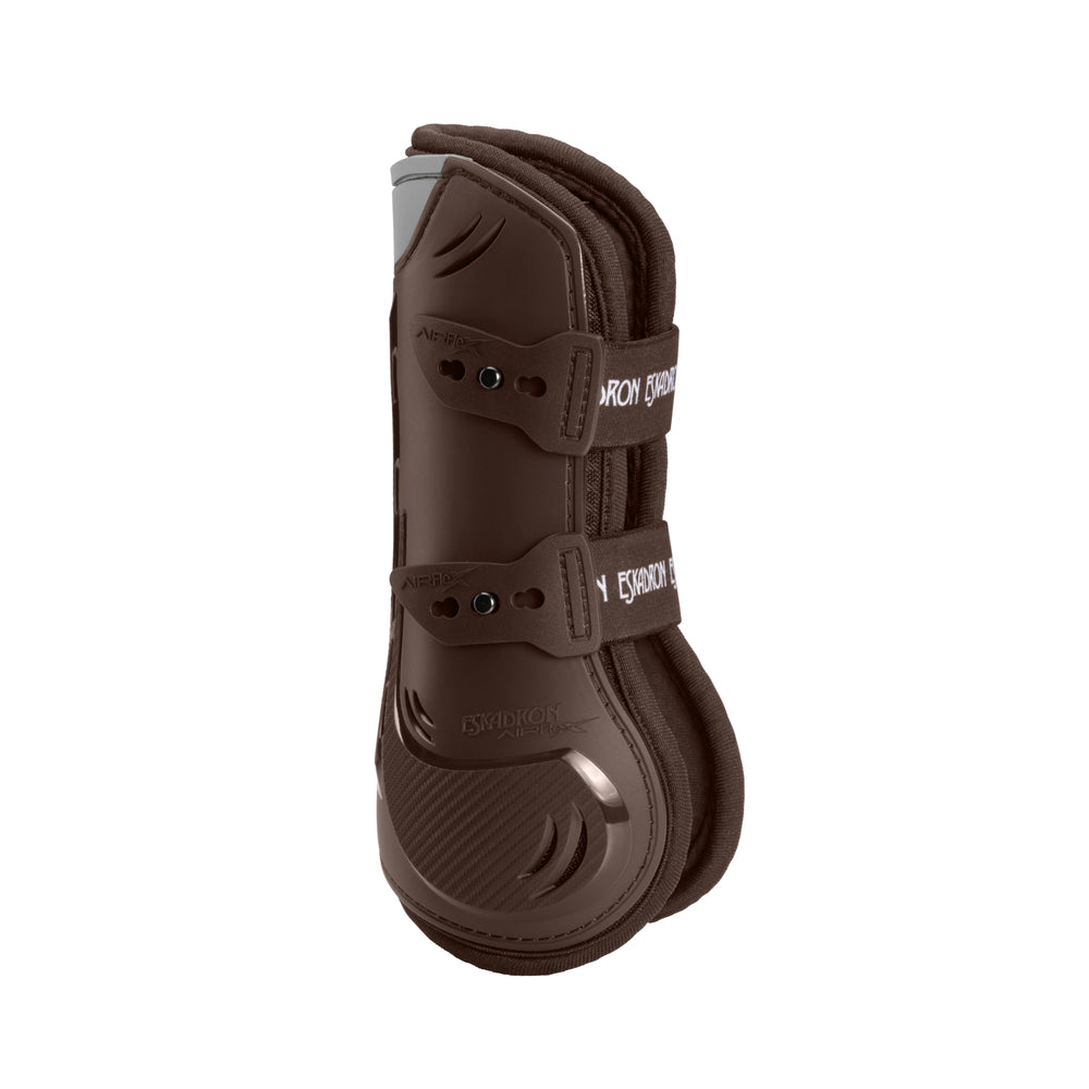 Brown protective horse boot on a white background