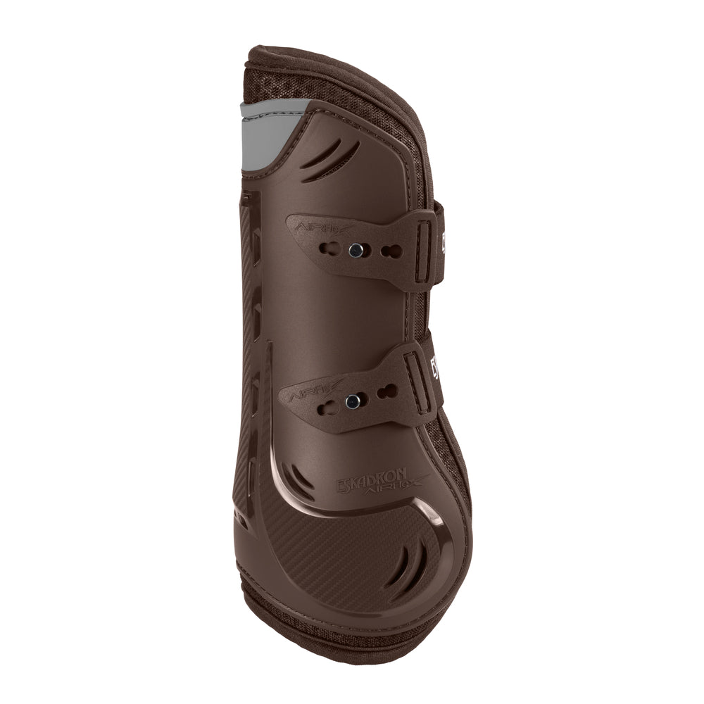 Brown protective horse boot on a white background