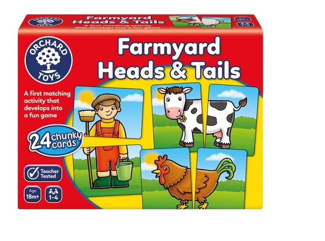 Farmyard Heads & Tails game box on a white background