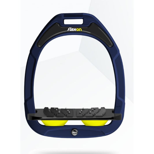 Boomerang Equestrian - Flex On Composite Stirrups Navy Frame/Black Tread/Yellow Springs