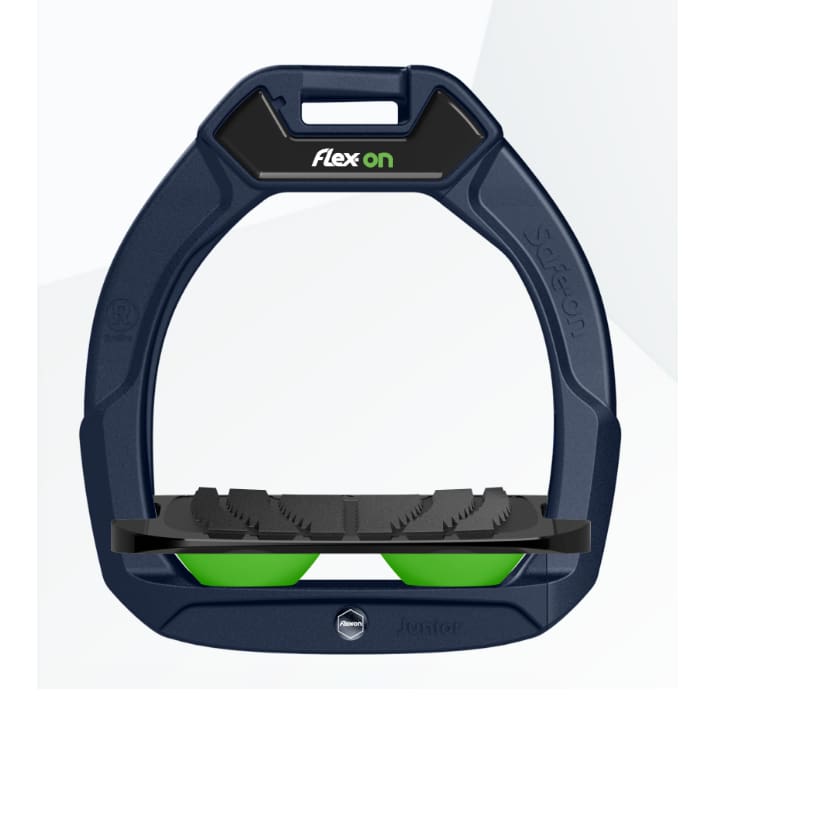 Flex On Safe On Junior Stirrup Navy Frame/ Black Tread/ Green Springs - Stirrup