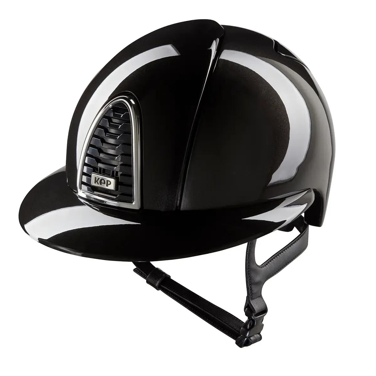 Black shiny helmet on a white background