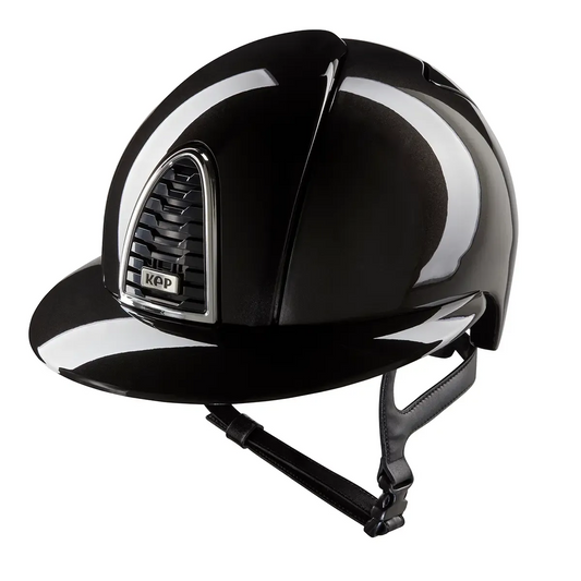 Black shiny helmet on a white background