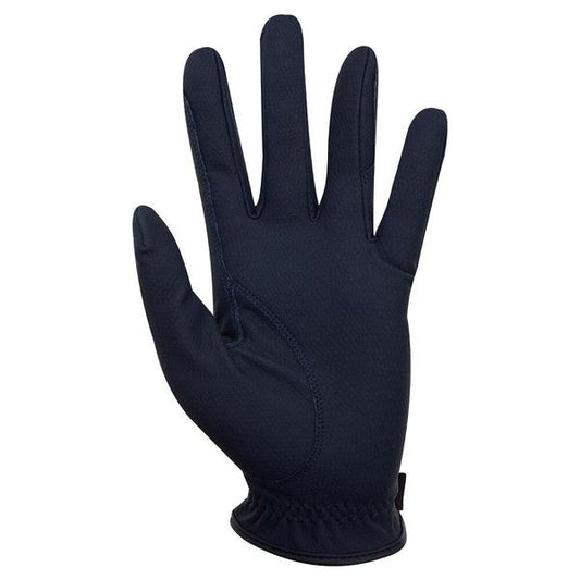 Navy riding glove on a white background