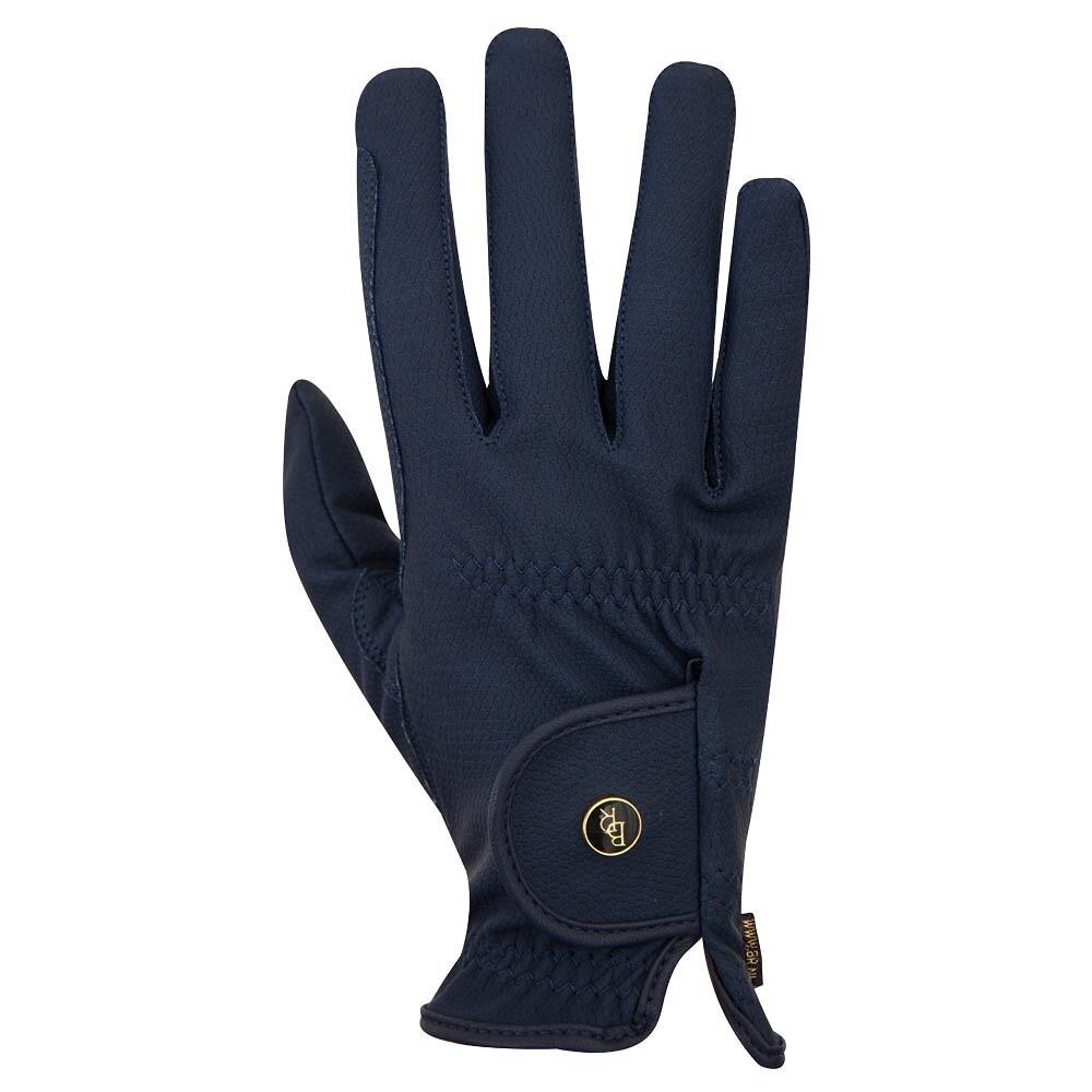Navy riding glove on a white background