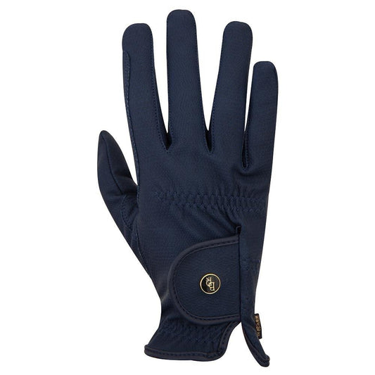 Navy riding glove on a white background