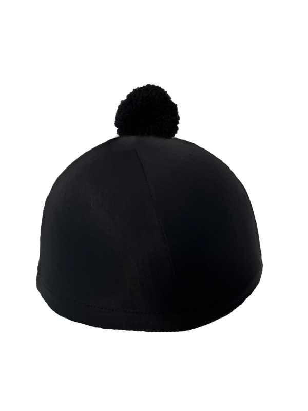 Black hat with a pom-pom on a white background