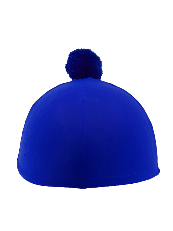 Blue hat with a pom-pom on a white background