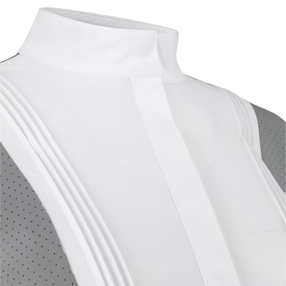 White and grey turtleneck shirt on a mannequin on a transparent background