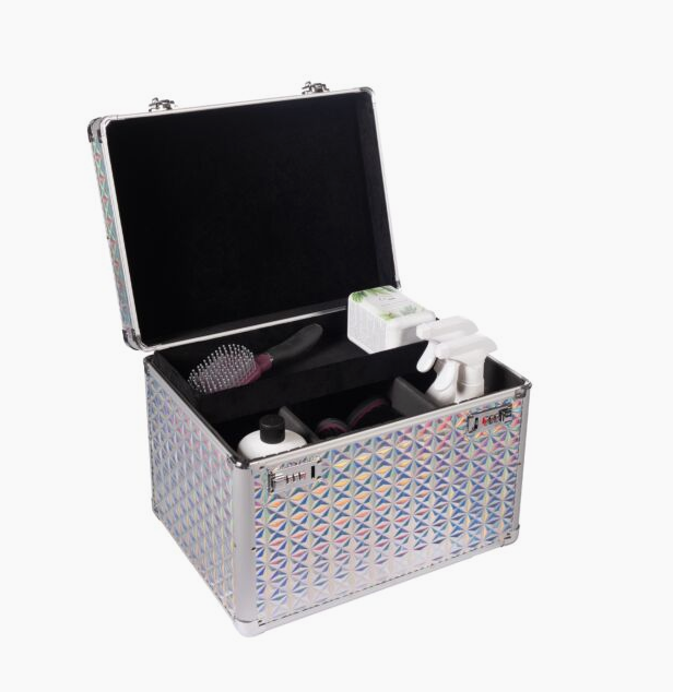 Open grooming box with item in it on a white background