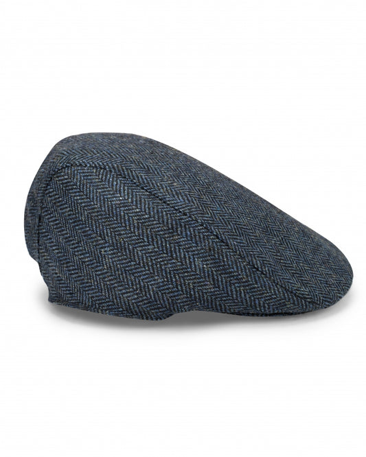 Boomerang Equestrian - Hoggs Of Fife Waterproof Tweed Cap Herringbone Navy