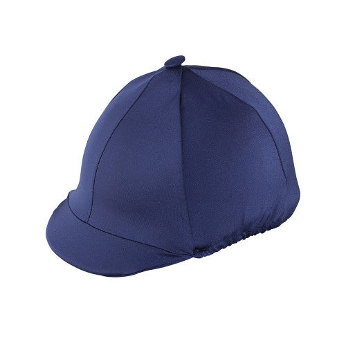 Navy blue riding helmet on a white background