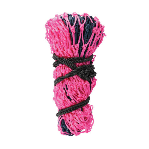 Pink and black haynet on a white background