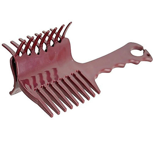 Burgundy hair comb on a white background