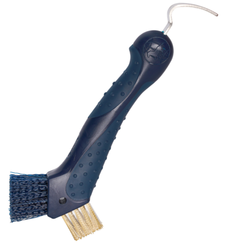 Navy hoof pick with brushes on background