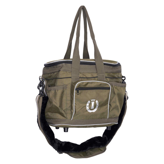 Green bag with a strap on a white background