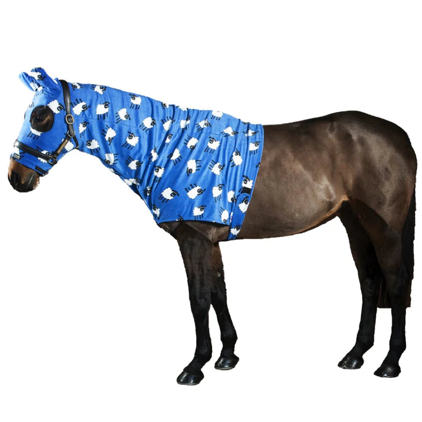 Boomerang Equestrian - Snuggy Hoods Jams Pull On Fleece Hood Blue Sheep