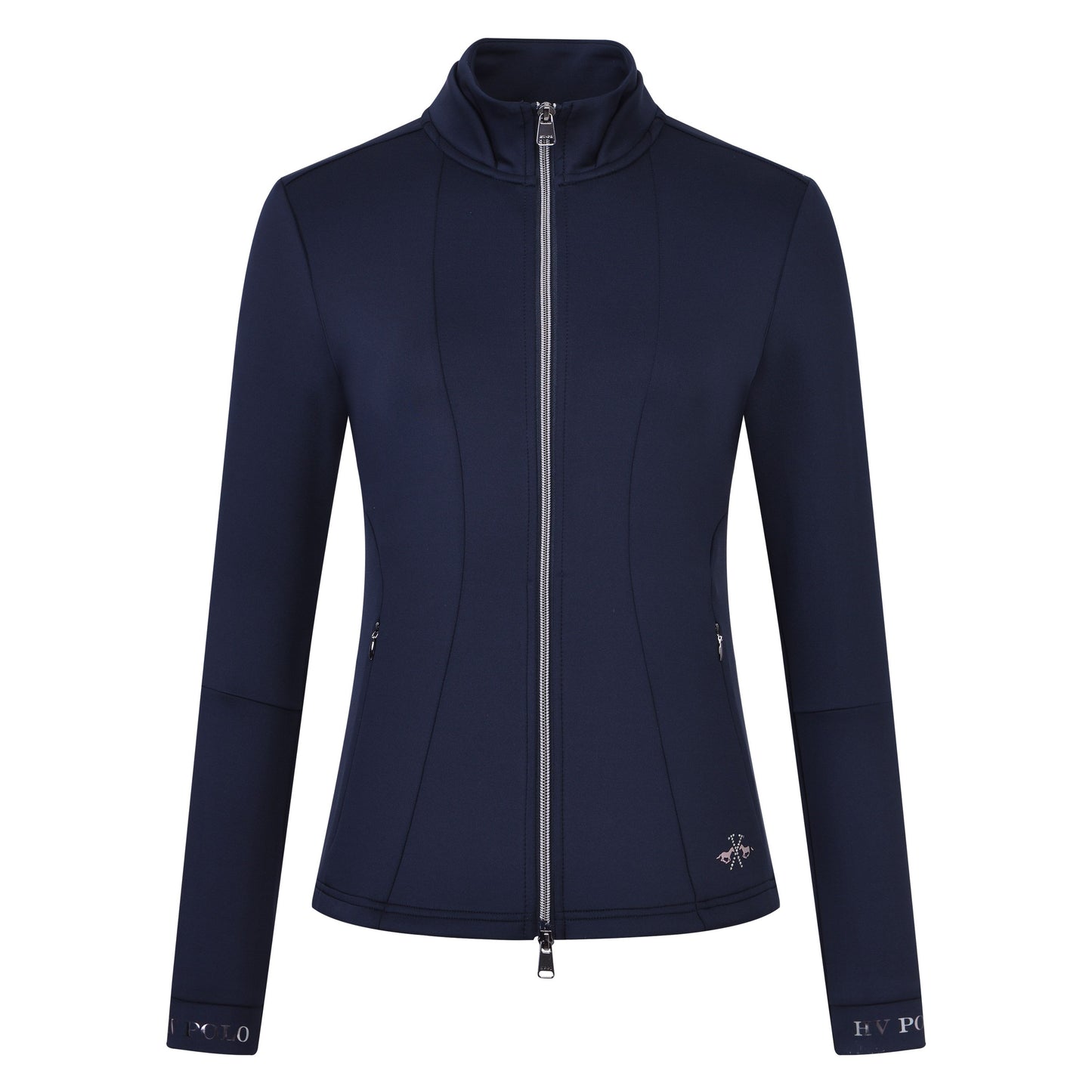 Navy full zip sweatshirt on a white background