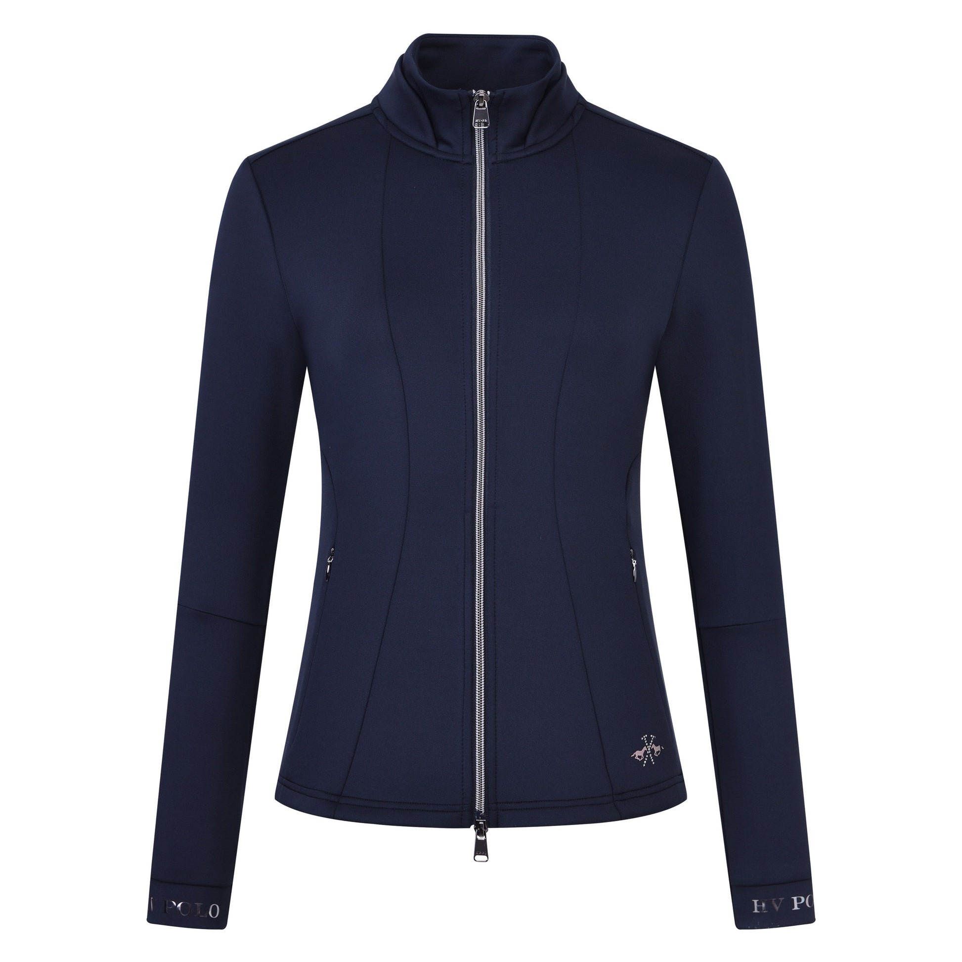 Navy full zip sweatshirt on a white background