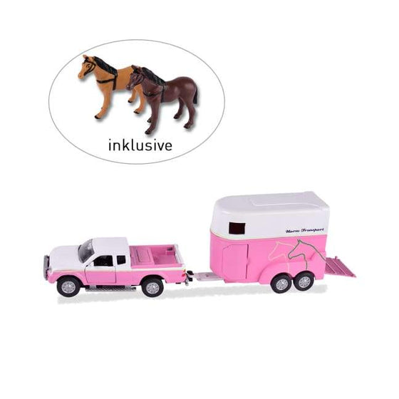 Jeep & Horse Box With Two Horses - Childrens Toy