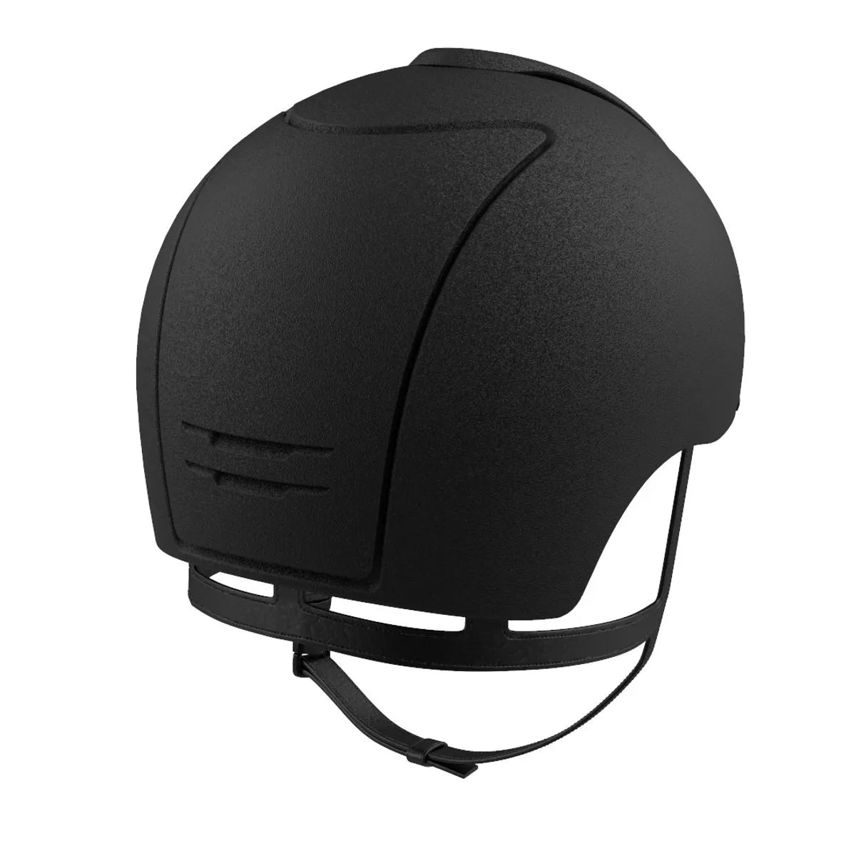 A matte black equestrian riding helmet shown against a plain white background.