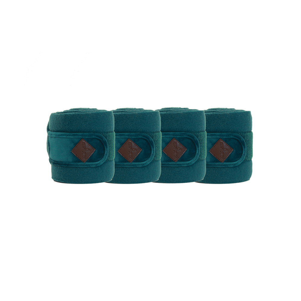 Four teal horse with brown diamond pattern on a black background