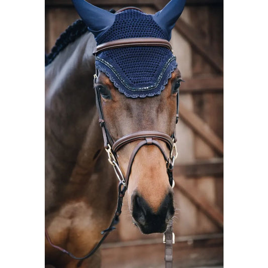 Boomerang Equestrian - Kentucky Fly Veil Wellington Stone & Pearl Navy