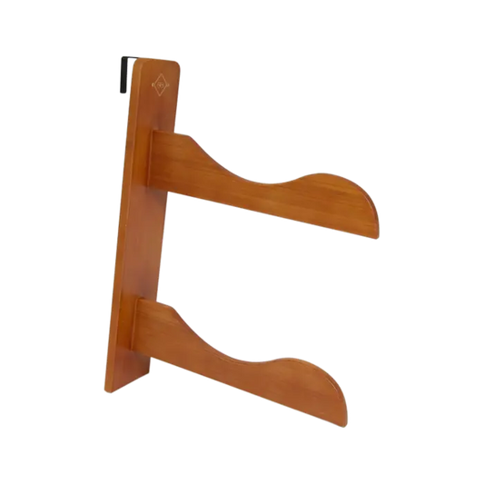 wooden double saddle carrier with logo on transparent background