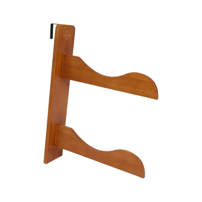 wooden double saddle carrier with logo on transparent background