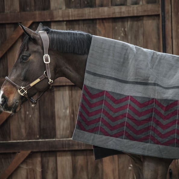 Kentucky Heavy Fleece Rug Square Fishbone Grey/Bordeaux - Horse Rug