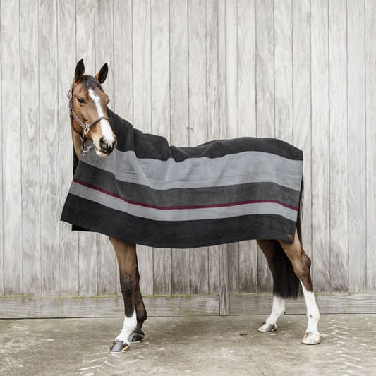 Boomerang Equestrian - Kentucky Heavy Fleece Rug Square Stripes Black/Grey