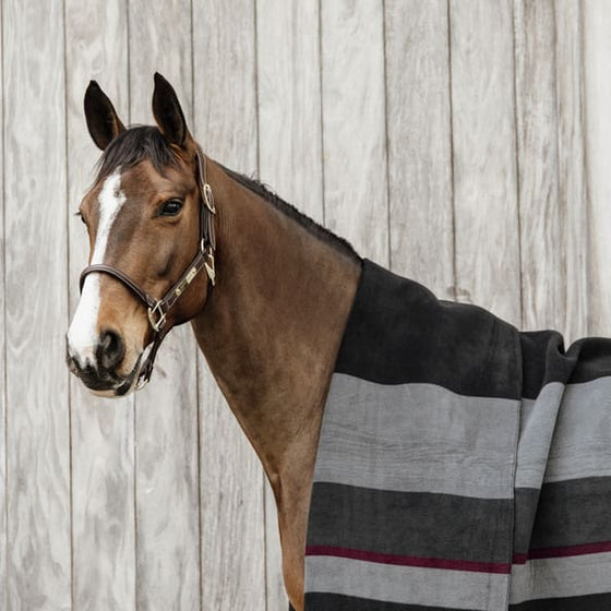 Kentucky Heavy Fleece Rug Square Stripes Black/Grey - Horse Rug